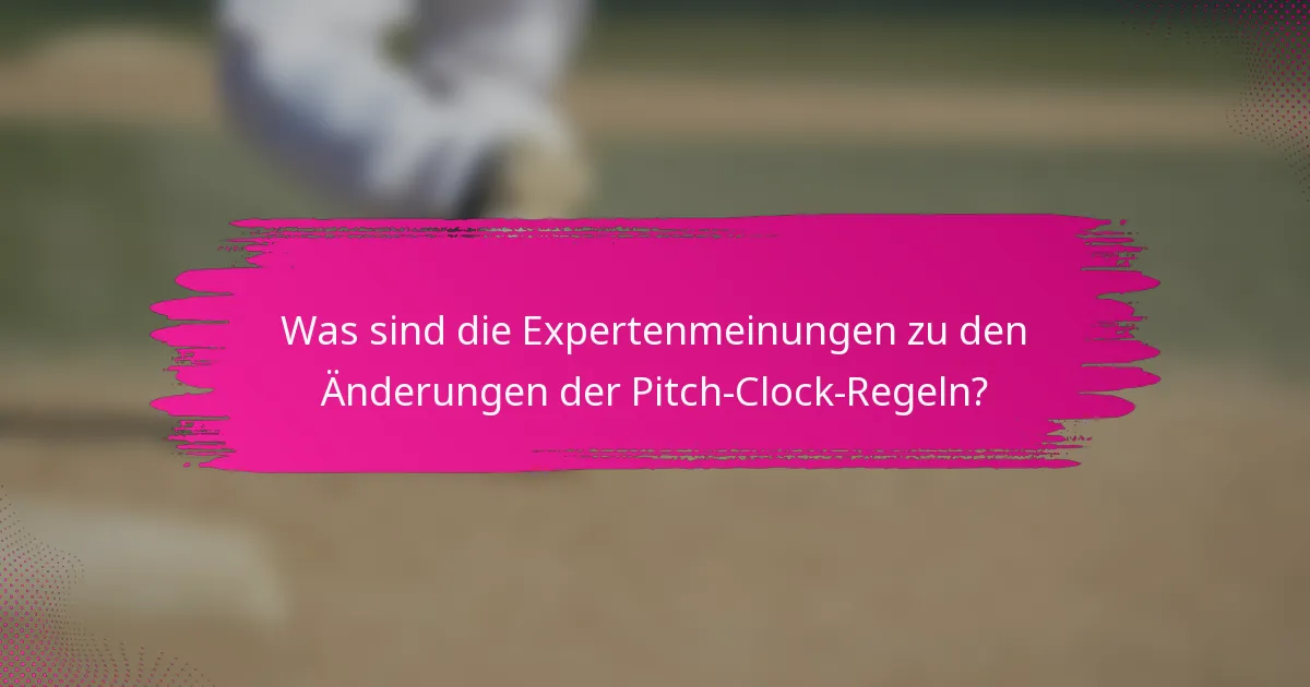 Was sind die Expertenmeinungen zu den Änderungen der Pitch-Clock-Regeln?