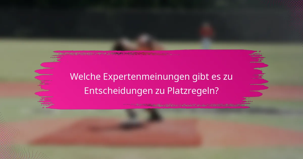 Welche Expertenmeinungen gibt es zu Entscheidungen zu Platzregeln?