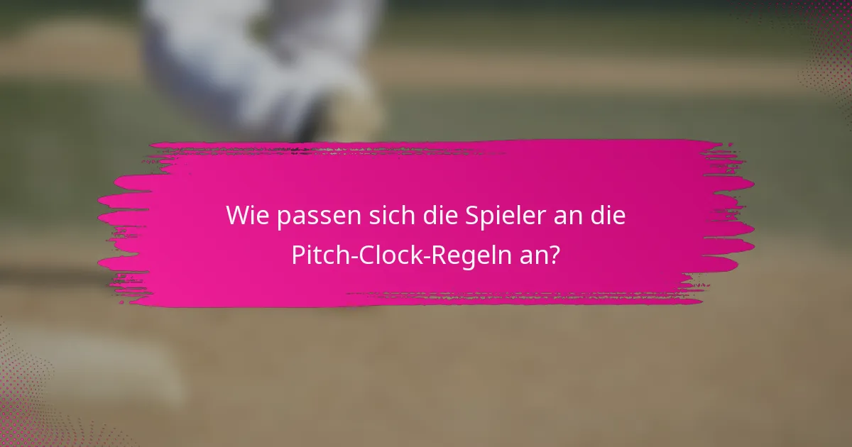 Wie passen sich die Spieler an die Pitch-Clock-Regeln an?